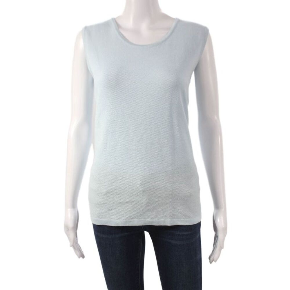 Jennifer Tyler Womens Cashmere Sleeveless Tank Blue Round Neck Size 16